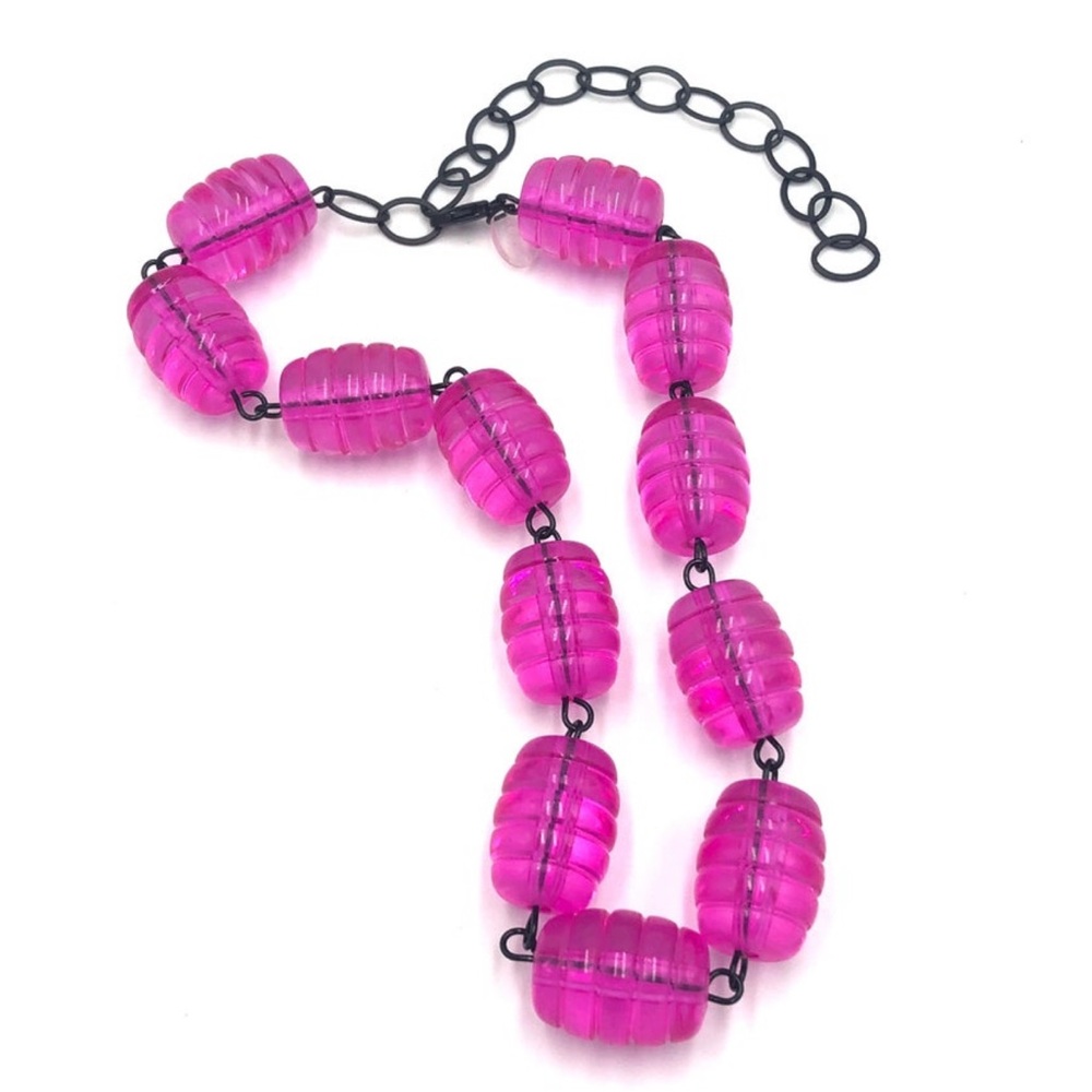 Fuchsia Bead Link Necklace - Fashion Jewelry